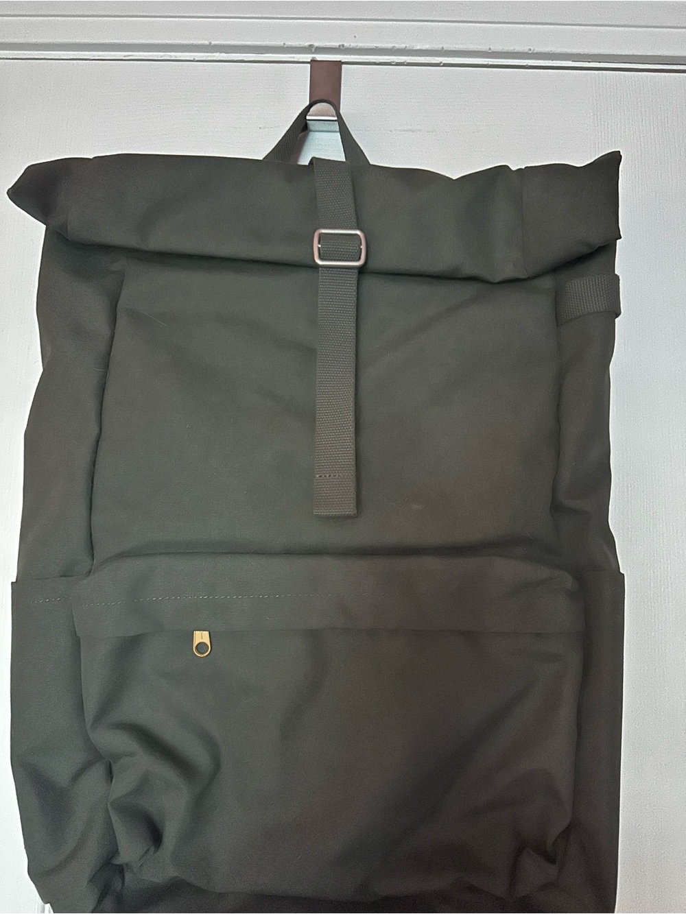 IKEA Men's Roll-Top Backpack in Dark Green with Gold Accent